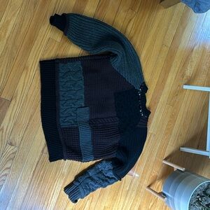 Zara Limited Edition Patch work sweater NWOT Small, wide boxy cut